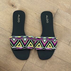 ALDO Women's Beaded Sandals - Black with Multicolor Accents